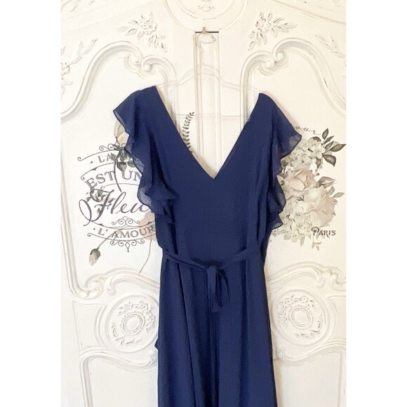 Lulus Ravishing Charm Dress Women's 3X Dark Blue High Low Ruffled Wrap Maxi NWOT - Picture 8 of 11
